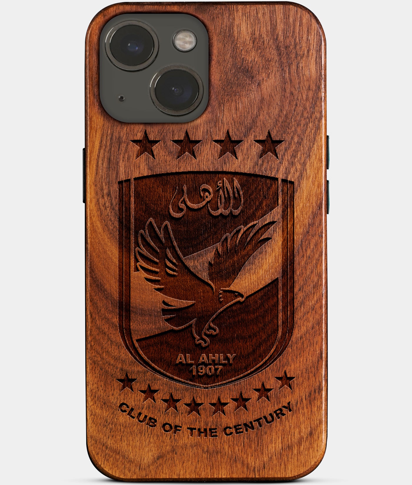 Custom الاهلي Al Ahly SC Iphone 14 Plus Cases Al Ahly SC Personalized Egyptian Football Club Cairo Gifts For Men 2022 Best Egyptian Christmas Gifts Carved Wood Unusual Al Ahly SC Gift For Him Monogrammed
