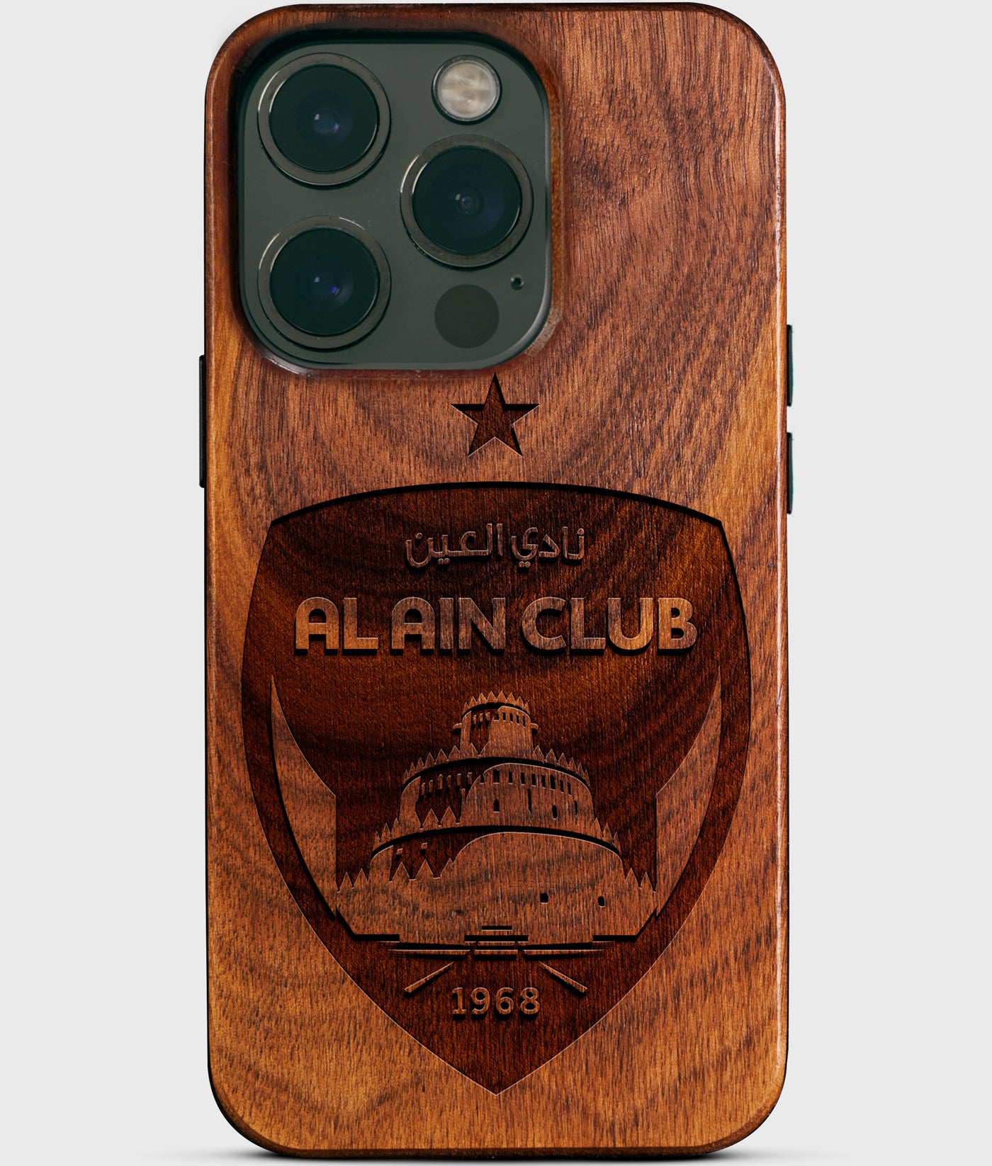 Custom Al Ain FC iPhone 14 Pro Cases - Al Ain FC Personalized iPhone 14 Pro Cover - UAE Abu Dhabi Football Club Al Ain FC Gifts For Men 2022 Best Al Ain FC Christmas Gifts Wood unique Al Ain Football Gift For Him Monogrammed