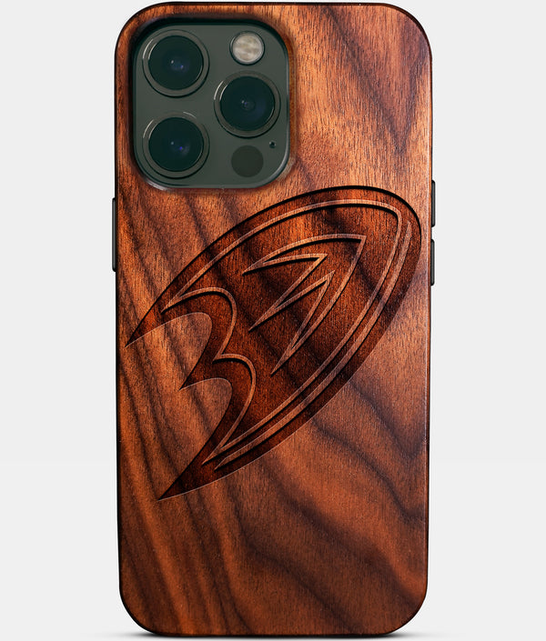 Custom Anaheim Ducks iPhone 14/14 Pro/14 Pro Max/14 Plus Case - Wood Anaheim Ducks Cover - Eco-friendly Anaheim Ducks iPhone 14 Case - Carved Wood Custom Anaheim Ducks Gift For Him - Monogrammed Personalized iPhone 14 Cover By Engraved In Nature