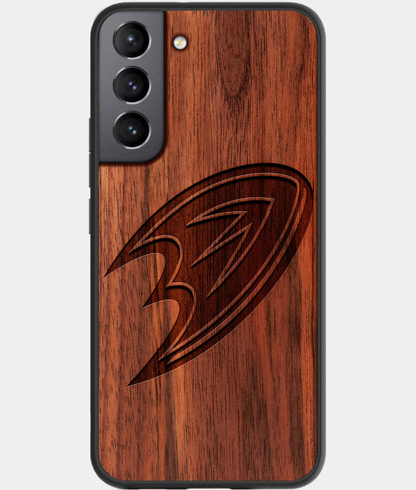 Best Walnut Wood Anaheim Ducks Galaxy S21 FE Case - Custom Engraved Cover - Engraved In Nature
