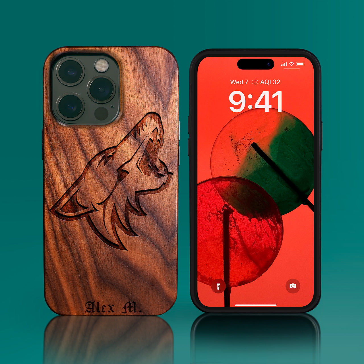 Custom Arizona Coyotes iPhone 14/14 Pro/14 Pro Max/14 Plus Case - Carved Wood Arizona Coyotes Cover
