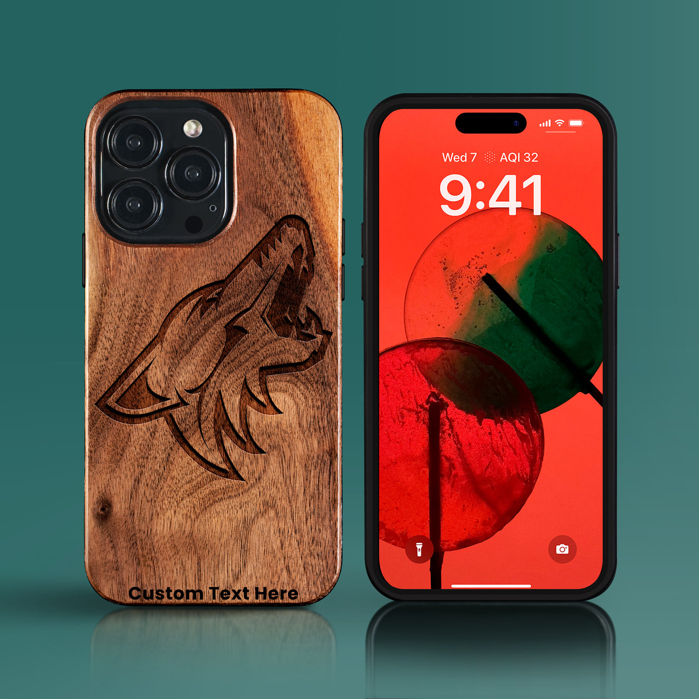 Custom Arizona Coyotes iPhone 15/15 Pro/15 Pro Max/15 Plus Case - Carved Wood Arizona Coyotes Cover