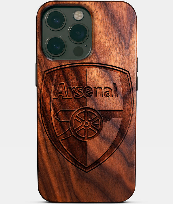 Custom Arsenal F.C. iPhone 14/14 Pro/14 Pro Max/14 Plus Case - Wood Arsenal FC Cover - Eco-friendly Arsenal FC iPhone 14 Case - Carved Wood Custom Arsenal FC Gift For Him - Monogrammed Personalized iPhone 14 Cover By Engraved In Nature