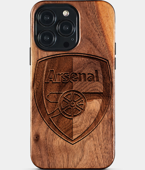 Custom Arsenal F.C. iPhone 15/15 Pro/15 Pro Max/15 Plus Case - Wood Arsenal FC Cover - Eco-friendly Arsenal FC iPhone 15 Case - Carved Wood Custom Arsenal FC Gift For Him - Monogrammed Personalized iPhone 15 Cover By Engraved In Nature