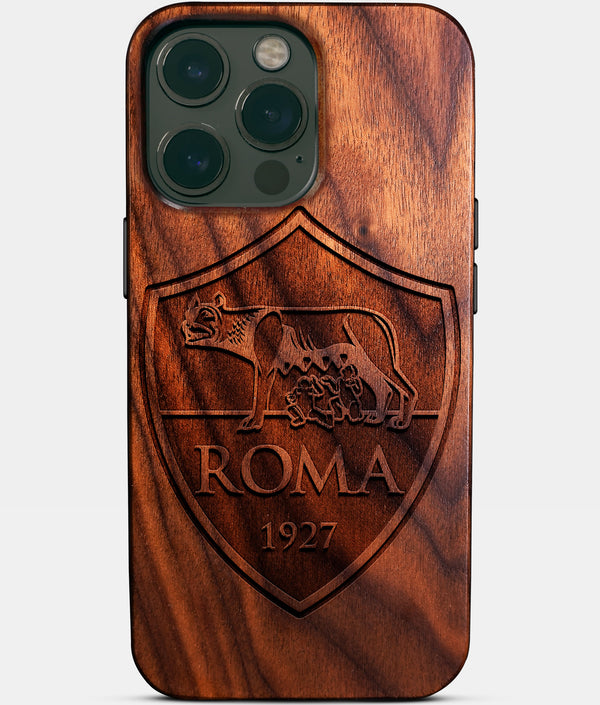 Custom A.S. Roma iPhone 14/14 Pro/14 Pro Max/14 Plus Case - Wood A.S. Roma Cover - Eco-friendly AS Roma iPhone 14 Case - Carved Wood Custom AS Roma Gift For Him - Monogrammed Personalized iPhone 14 Cover By Engraved In Nature