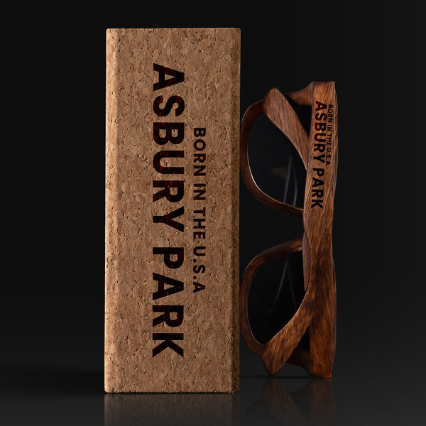 Asbury Park USA Wood Sunglasses with custom engraving. Custom Asbury Park USA Gifts For Men -  Sustainable Asbury Park USA eco friendly products - Personalized Asbury Park USA Birthday Gifts - Unique Asbury Park USA travel Souvenirs and gift shops. Asbury Park USA Wayfarer Eyewear and Shades wiith Box