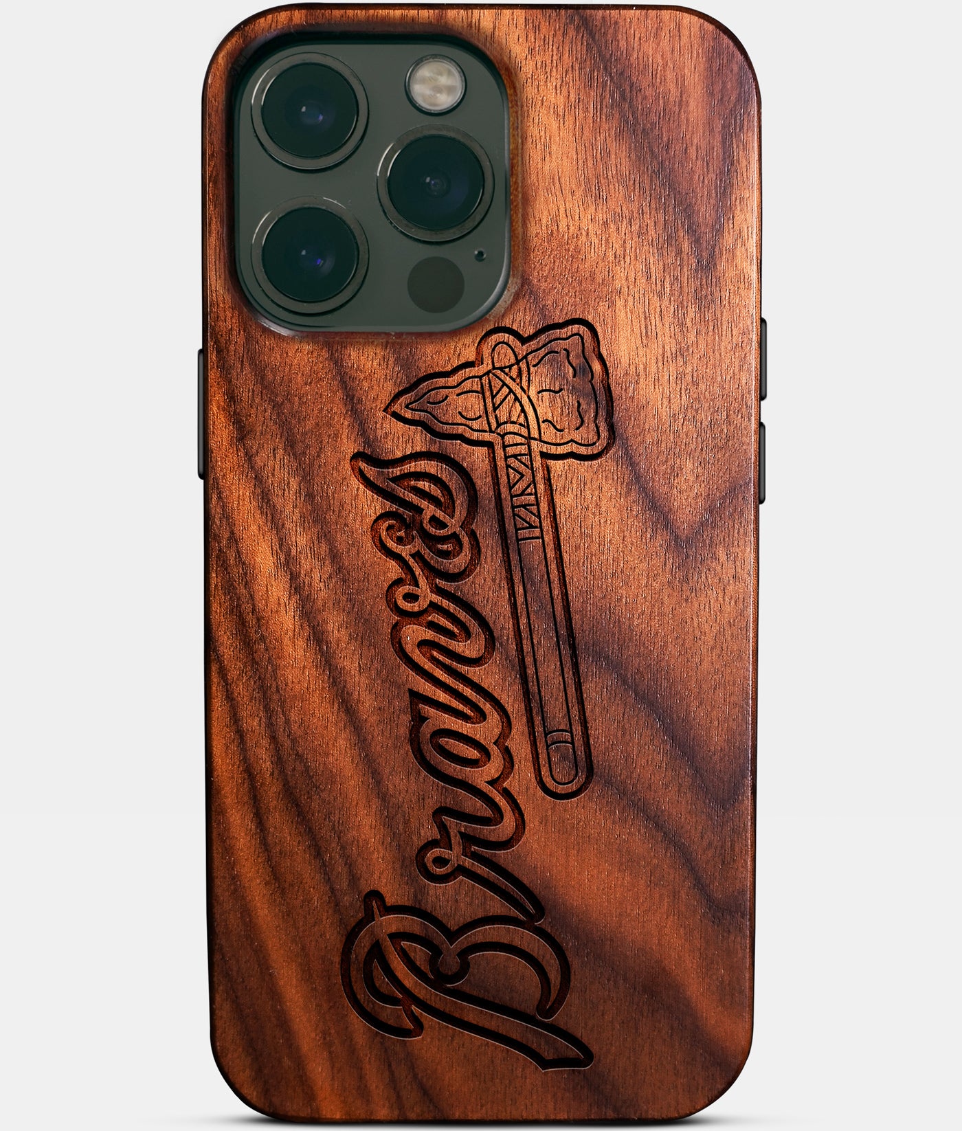 Custom Atlanta Braves iPhone 14/14 Pro/14 Pro Max/14 Plus Case - Wood Braves Cover - Eco-friendly Atlanta Braves iPhone 14 Case - Carved Wood Custom Atlanta Braves Gift For Him - Monogrammed Personalized iPhone 14 Cover By Engraved In Nature