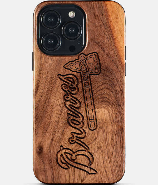 Custom Atlanta Braves iPhone 15/15 Pro/15 Pro Max/15 Plus Case - Wood Braves Cover - Eco-friendly Atlanta Braves iPhone 15 Case - Carved Wood Custom Atlanta Braves Gift For Him - Monogrammed Personalized iPhone 15 Cover By Engraved In Nature