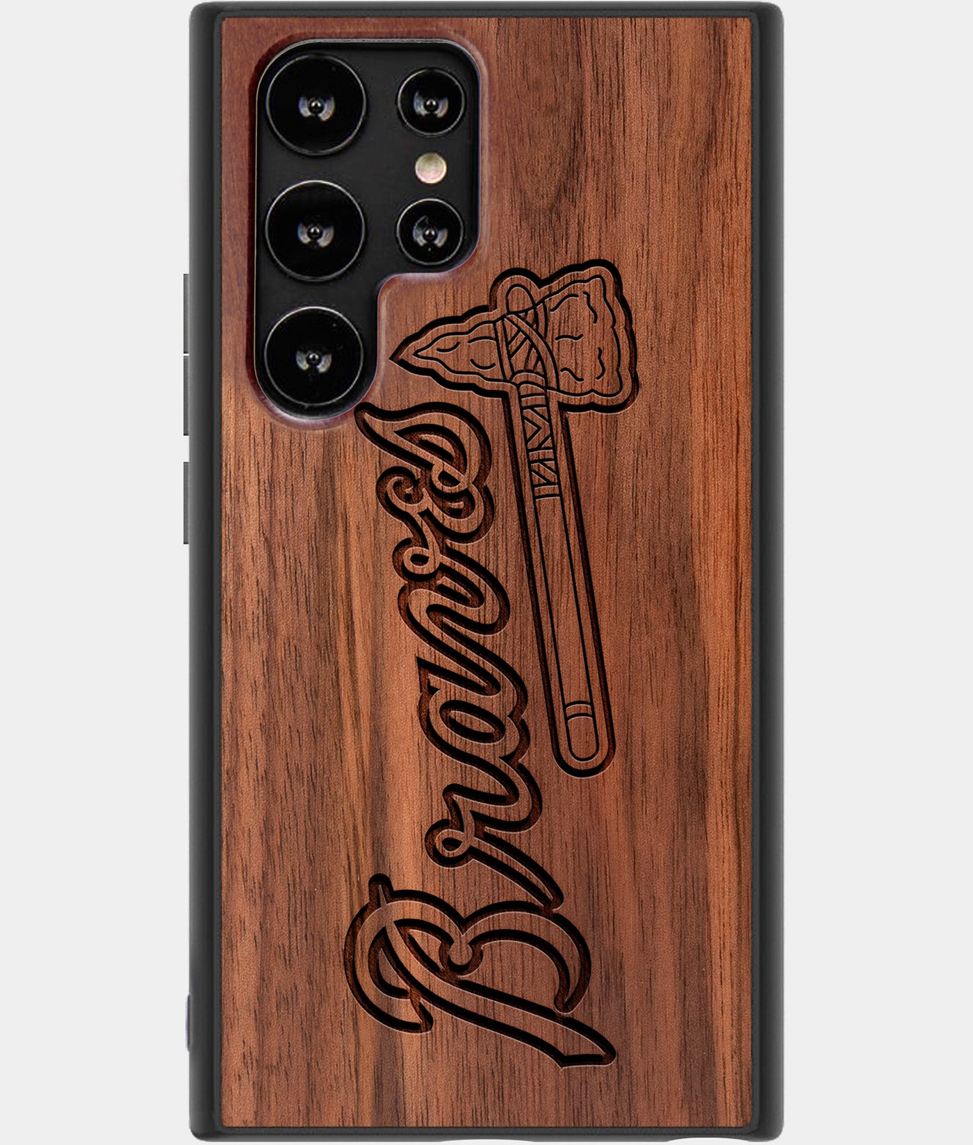 Best Wood Atlanta Braves Samsung Galaxy S22 Ultra Case - Custom Engraved Cover - Engraved In Nature