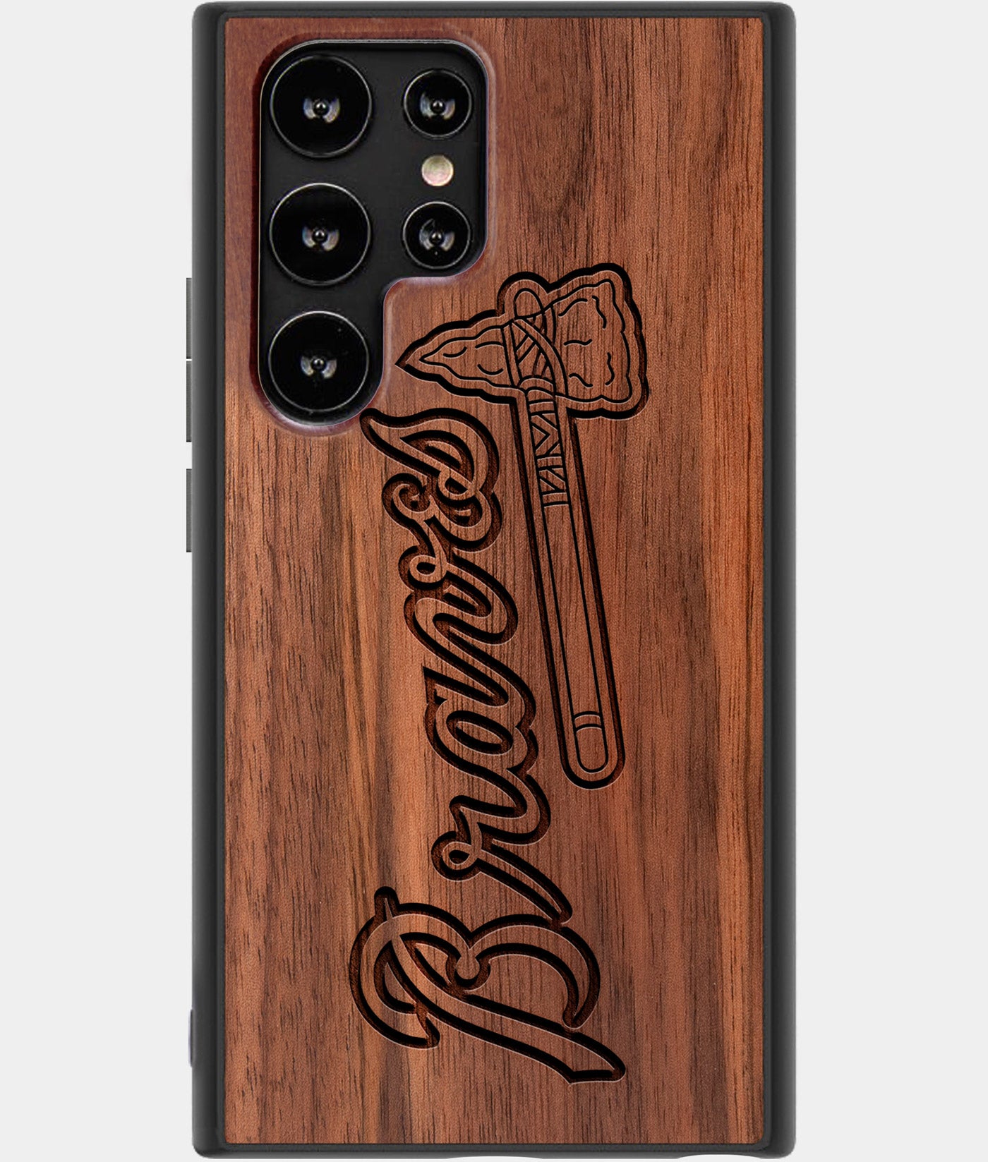 Best Wood Atlanta Braves Samsung Galaxy S23 Ultra Case - Custom Engraved Cover - Engraved In Nature