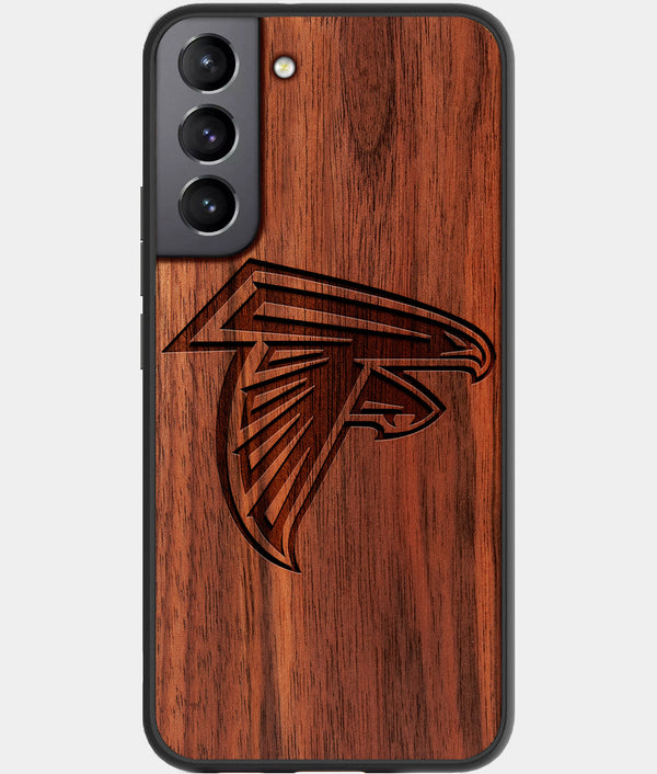 Best Walnut Wood Atlanta Falcons Galaxy S21 FE Case - Custom Engraved Cover - Engraved In Nature