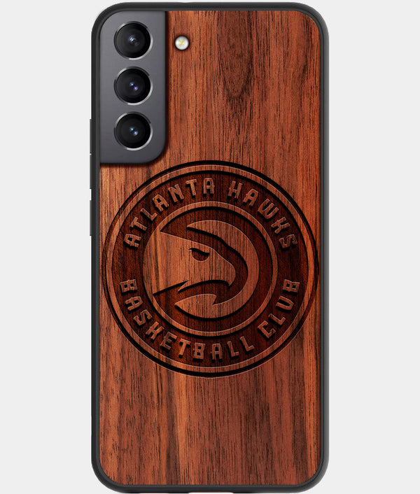Best Walnut Wood Atlanta Hawks Galaxy S21 FE Case - Custom Engraved Cover - Engraved In Nature