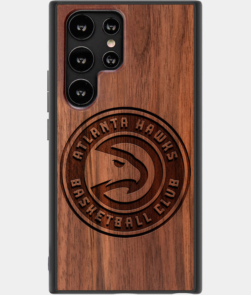 Best Wood Atlanta Hawks Samsung Galaxy S22 Ultra Case - Custom Engraved Cover - Engraved In Nature