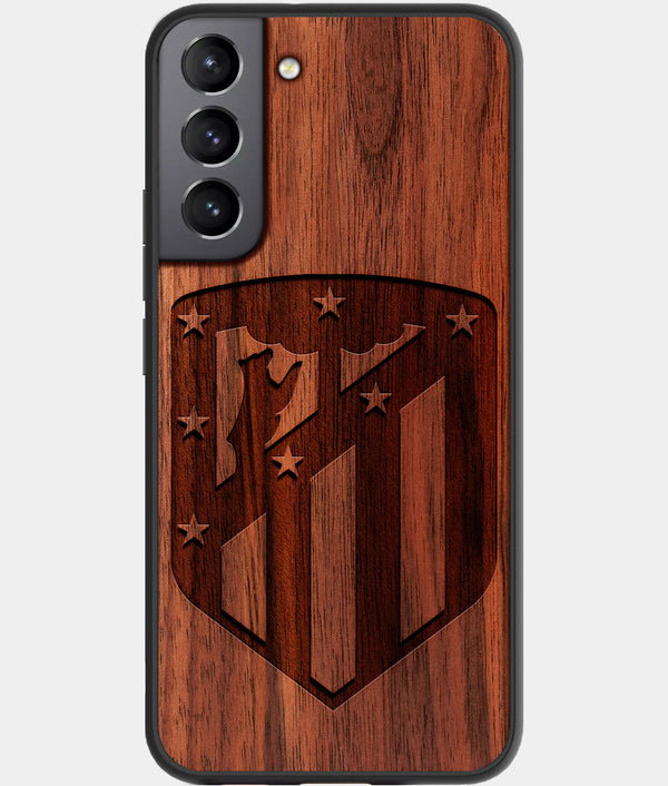 Best Walnut Wood Atletico Madrid Galaxy S21 FE Case - Custom Engraved Cover - Engraved In Nature