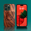 Custom Baltimore Orioles iPhone 14/14 Pro/14 Pro Max/14 Plus Case - Carved Wood Orioles Cover