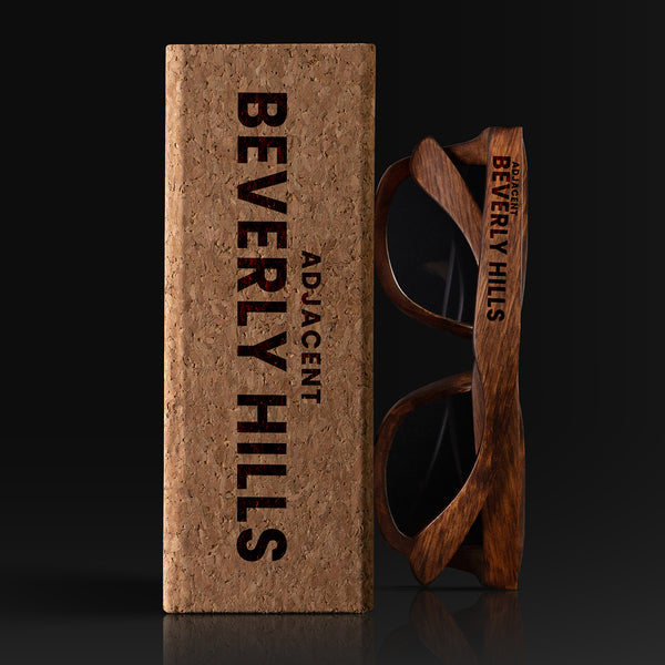 Beverly Hills Adjacent California Wood Sunglasses with custom engraving. Custom Beverly Hills Adjacent California Gifts For Men -  Sustainable Beverly Hills Adjacent California eco friendly products - Personalized Beverly Hills Adjacent California Birthday Gifts - Unique Beverly Hills Adjacent California travel Souvenirs and gift shops. Beverly Hills Adjacent California Wayfarer Eyewear and Shades wiith Box