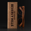 Beverly Hills California Wood Sunglasses with custom engraving. Custom Beverly Hills California Gifts For Men -  Sustainable Beverly Hills California eco friendly products - Personalized Beverly Hills California Birthday Gifts - Unique Beverly Hills California travel Souvenirs and gift shops. Beverly Hills California Wayfarer Eyewear and Shades wiith Box