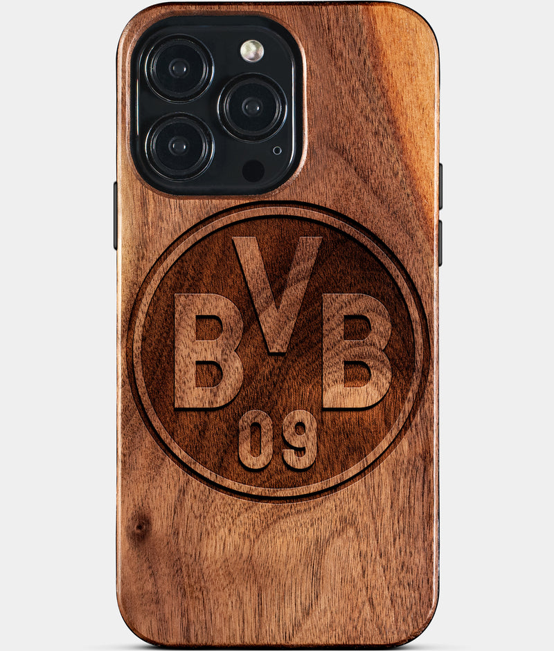 Custom Borussia Dortmund iPhone 15/15 Pro/15 Pro Max/15 Plus Case - Wood Borussia Dortmund Cover - Eco-friendly Borussia Dortmund iPhone 15 Case - Carved Wood Custom Borussia Dortmund Gift For Him - Monogrammed Personalized iPhone 15 Cover By Engraved In Nature