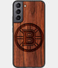 Best Walnut Wood Boston Bruins Galaxy S21 FE Case - Custom Engraved Cover - Engraved In Nature