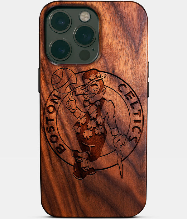 Custom Boston Celtics iPhone 14/14 Pro/14 Pro Max/14 Plus Case - Wood Celtics Cover - Eco-friendly Boston Celtics iPhone 14 Case - Carved Wood Custom Boston Celtics Gift For Him - Monogrammed Personalized iPhone 14 Cover By Engraved In Nature