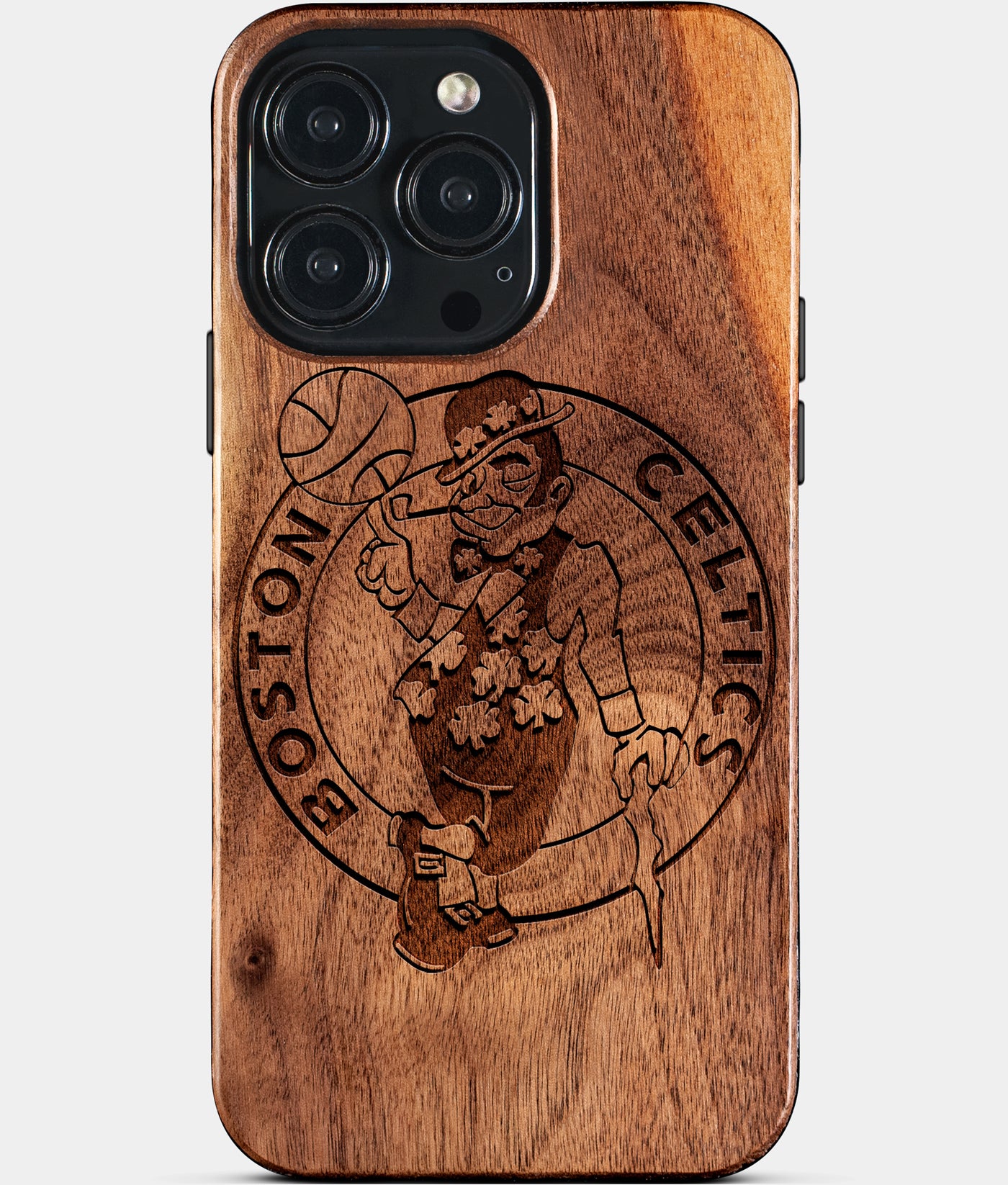 Custom Boston Celtics iPhone 15/15 Pro/15 Pro Max/15 Plus Case - Wood Celtics Cover - Eco-friendly Boston Celtics iPhone 15 Case - Carved Wood Custom Boston Celtics Gift For Him - Monogrammed Personalized iPhone 15 Cover By Engraved In Nature
