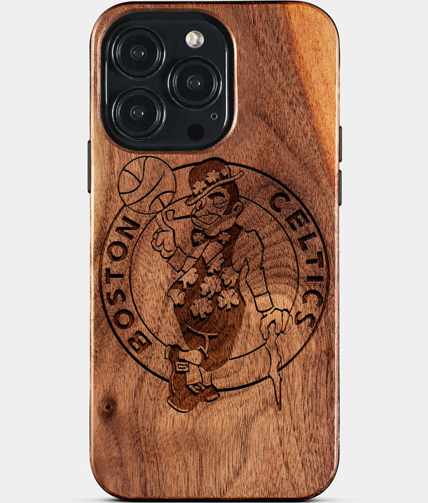 Custom Boston Celtics iPhone 15/15 Pro/15 Pro Max/15 Plus Case - Wood Celtics Cover - Eco-friendly Boston Celtics iPhone 15 Case - Carved Wood Custom Boston Celtics Gift For Him - Monogrammed Personalized iPhone 15 Cover By Engraved In Nature