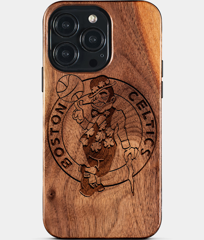 Custom Boston Celtics iPhone 15/15 Pro/15 Pro Max/15 Plus Case - Wood Celtics Cover - Eco-friendly Boston Celtics iPhone 15 Case - Carved Wood Custom Boston Celtics Gift For Him - Monogrammed Personalized iPhone 15 Cover By Engraved In Nature