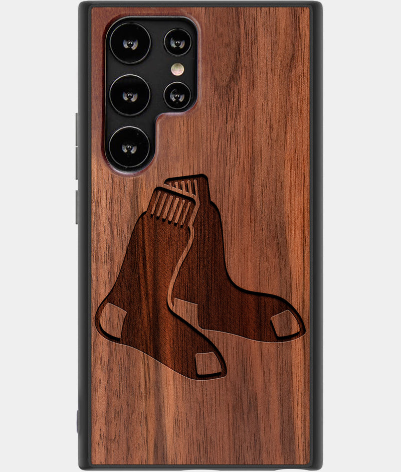 Best Wood Boston Red Sox Samsung Galaxy S23 Ultra Case - Custom Engraved Cover - Engraved In Nature