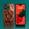 Custom Brooklyn Nets iPhone 14/14 Pro/14 Pro Max/14 Plus Case - Carved Wood Nets Cover