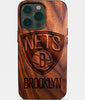 Custom Brooklyn Nets iPhone 14/14 Pro/14 Pro Max/14 Plus Case - Wood Nets Cover - Eco-friendly Brooklyn Nets iPhone 14 Case - Carved Wood Custom Brooklyn Nets Gift For Him - Monogrammed Personalized iPhone 14 Cover By Engraved In Nature