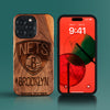 Custom Brooklyn Nets iPhone 15/15 Pro/15 Pro Max/15 Plus Case - Carved Wood Nets Cover