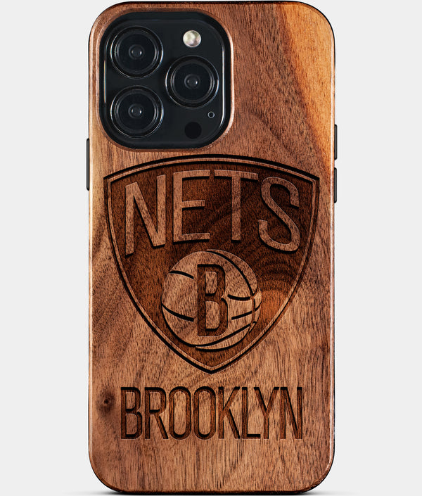 Custom Brooklyn Nets iPhone 15/15 Pro/15 Pro Max/15 Plus Case - Wood Nets Cover - Eco-friendly Brooklyn Nets iPhone 15 Case - Carved Wood Custom Brooklyn Nets Gift For Him - Monogrammed Personalized iPhone 15 Cover By Engraved In Nature