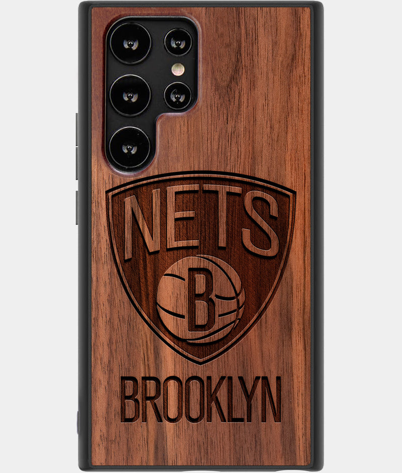 Best Wood Brooklyn Nets Samsung Galaxy S22 Ultra Case - Custom Engraved Cover - Engraved In Nature