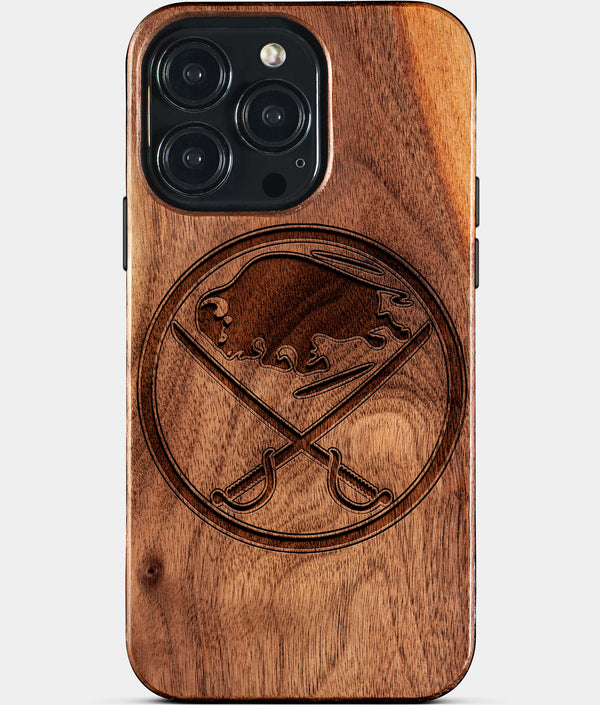 Custom Buffalo Sabres iPhone 15/15 Pro/15 Pro Max/15 Plus Case - Wood Sabres Cover - Eco-friendly Buffalo Sabres iPhone 15 Case - Carved Wood Custom Buffalo Sabres Gift For Him - Monogrammed Personalized iPhone 15 Cover By Engraved In Nature
