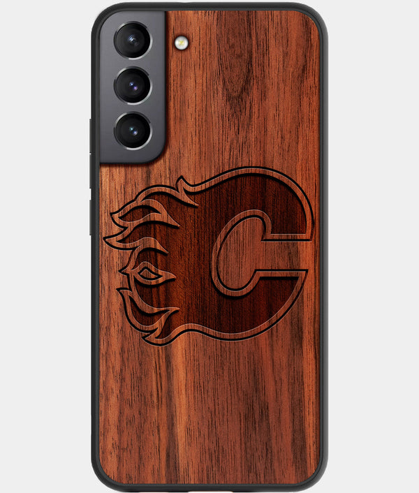 Best Walnut Wood Calgary Flames Galaxy S21 FE Case - Custom Engraved Cover - Engraved In Nature