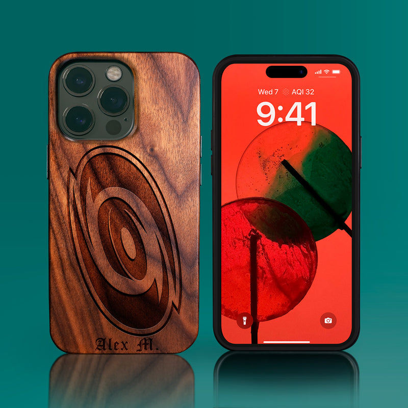 Custom Carolina Hurricanes iPhone 14/14 Pro/14 Pro Max/14 Plus Case - Carved Wood  Hurricanes Cover