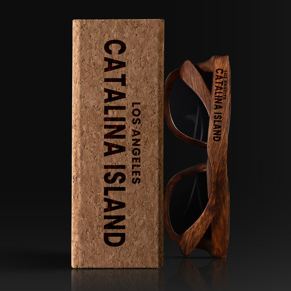 Catalina Island California Wood Sunglasses with custom engraving. Custom Catalina Island California Gifts For Men -  Sustainable Catalina Island California eco friendly products - Personalized Catalina Island California Birthday Gifts - Unique Catalina Island California travel Souvenirs and gift shops. Catalina Island California Wayfarer Eyewear and Shades wiith Box
