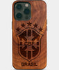 Custom Cbf Brasil Football iPhone 14 Pro Max Cases Cbf Brasil Football Personalized Brasil Football Club Brasil Football Gifts For Men 2022 Best Brasil Christmas Gifts Carved Wood Unusual Cbf Brasil Football Gift For Him Monogrammed