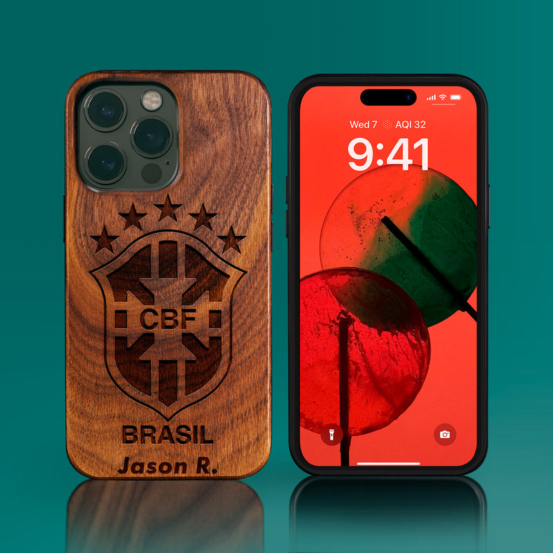 Personalized CBF Brasil Football iPhone 14/14 Pro/14 Pro Max/14 Plus Case - Carved Wood CBF Brasil Football Cover - Eco-friendly CBF Brasil Football Brasil iPhone 14 Case - Custom CBF Brasil Football  Gift For Him - CBF Brasil Football Gifts For Men - 2022 CBF Brasil Football Christmas Gifts - Monogrammed unusual CBF Brasil Football gifts iPhone 14 | iPhone 14 Pro | 14 Plus Covers | iPhone 13 | iPhone 13 Pro | iPhone 13 Pro Max | iPhone 12 Pro Max | iPhone 12 by Engraved In Nature