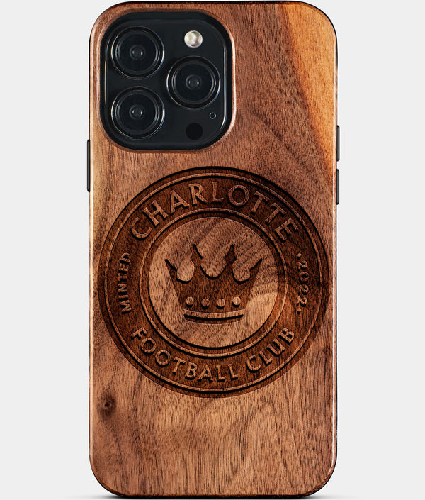 Custom Charlotte FC iPhone 15/15 Pro/15 Pro Max/15 Plus Case - Wood Canucks Cover - Eco-friendly Charlotte FC iPhone 15 Case - Carved Wood Custom Charlotte FC Gift For Him - Monogrammed Personalized iPhone 15 Cover By Engraved In Nature