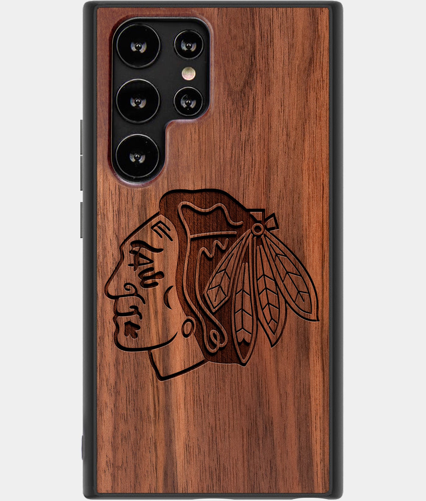 Best Wood Chicago Blackhawks Samsung Galaxy S22 Ultra Case - Custom Engraved Cover - Engraved In Nature
