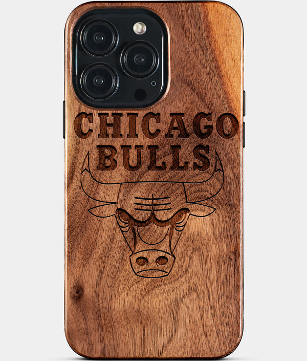 Custom Chicago Bulls iPhone 15/15 Pro/15 Pro Max/15 Plus Case - Wood Bulls Cover - Eco-friendly Chicago Bulls iPhone 15 Case - Carved Wood Custom Chicago Bulls Gift For Him - Monogrammed Personalized iPhone 15 Cover By Engraved In Nature