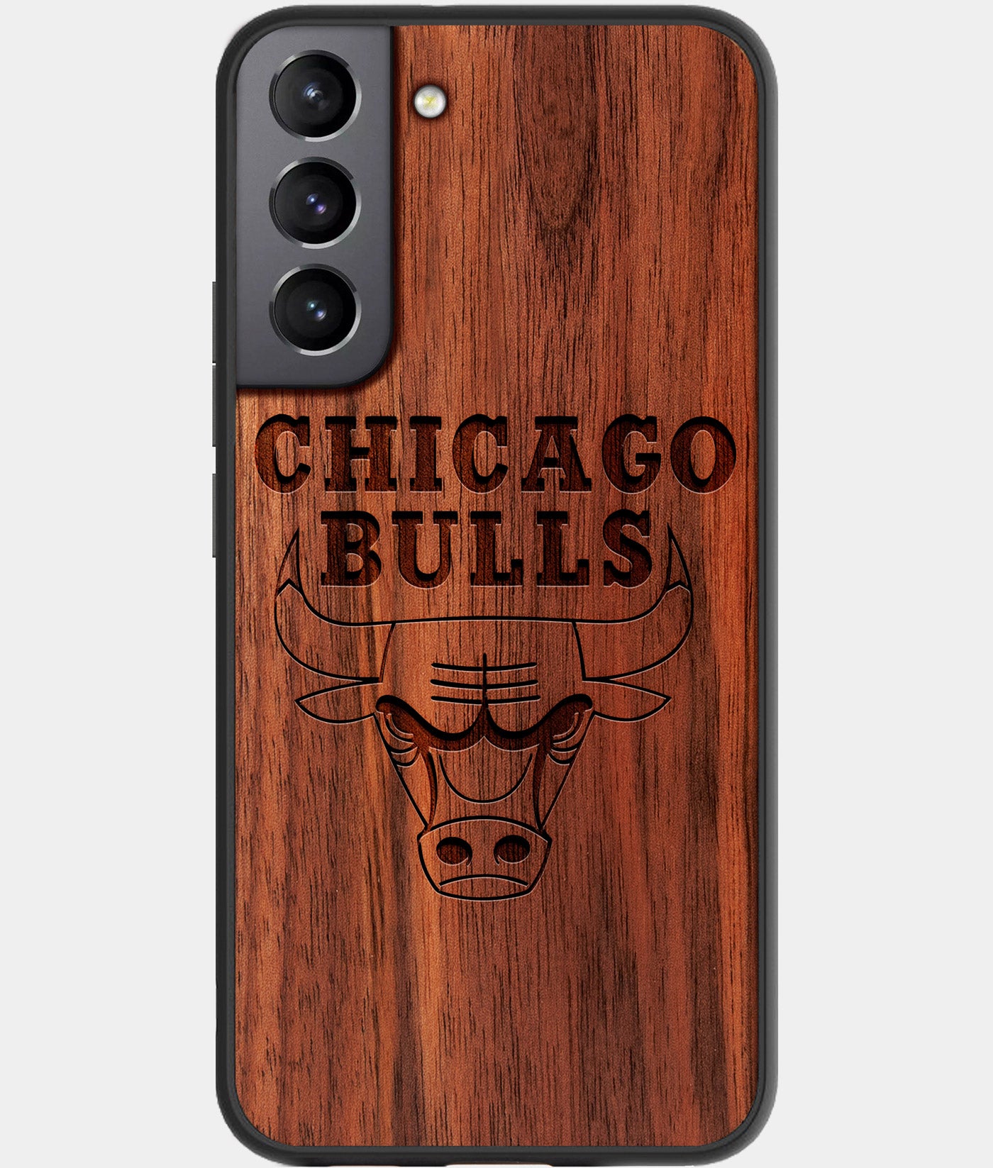 Best Walnut Wood Chicago Bulls Galaxy S21 FE Case - Custom Engraved Cover - Engraved In Nature