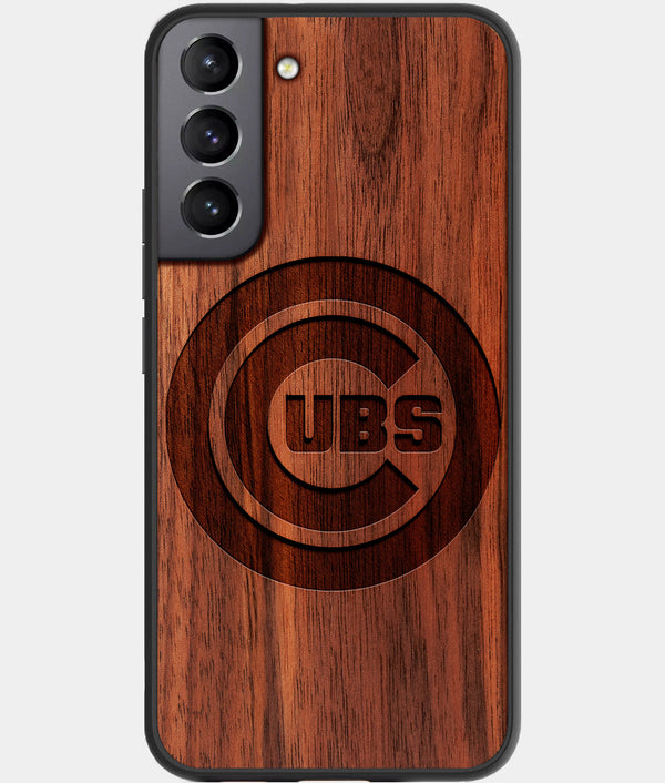 Best Walnut Wood Chicago Cubs Galaxy S21 FE Case - Custom Engraved Cover - Engraved In Nature