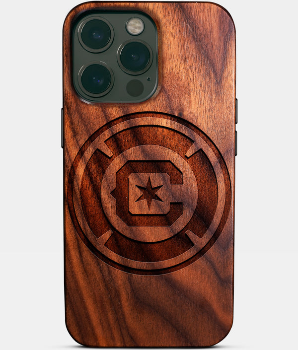 Custom Chicago Fire SC iPhone 14/14 Pro/14 Pro Max/14 Plus Case - Wood Chicago Fire SC Cover - Eco-friendly Chicago Fire SC iPhone 14 Case - Carved Wood Custom Chicago Fire SC Gift For Him - Monogrammed Personalized iPhone 14 Cover By Engraved In Nature