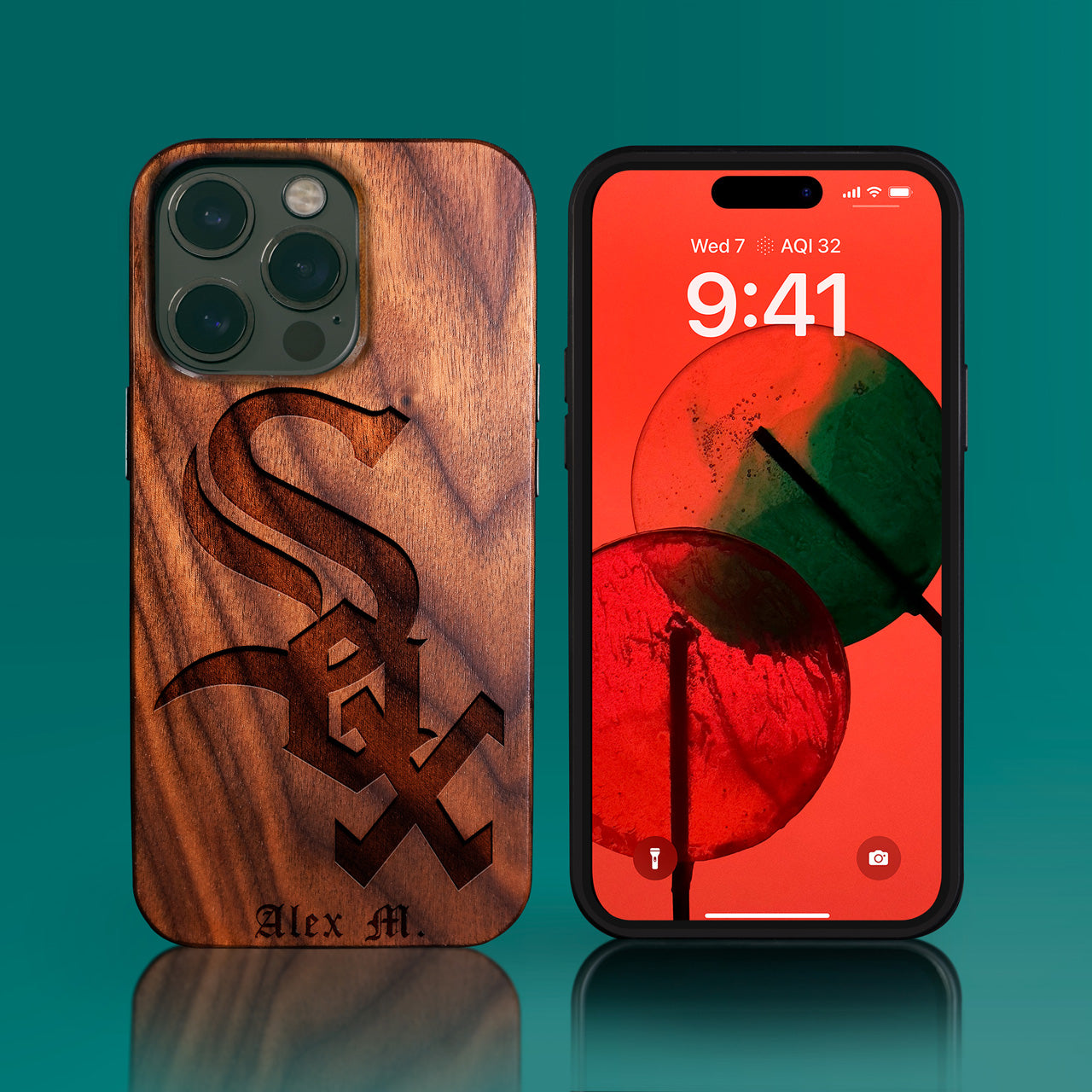Custom Chicago White Sox iPhone 14/14 Pro/14 Pro Max/14 Plus Case - Carved Wood White Sox Cover