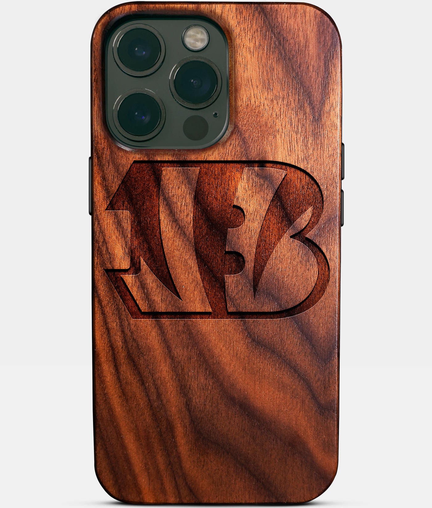 Custom Cincinnati Bengals iPhone 14/14 Pro/14 Pro Max/14 Plus Case - Wood Bengals Cover - Eco-friendly Cincinnati Bengals iPhone 14 Case - Carved Wood Custom Cincinnati Bengals Gift For Him - Monogrammed Personalized iPhone 14 Cover By Engraved In Nature