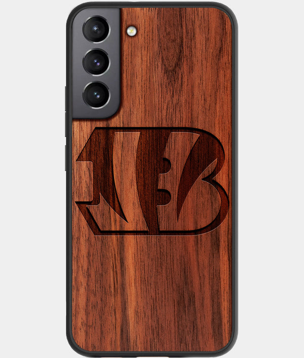 Best Walnut Wood Cincinnati Bengals Galaxy S21 FE Case - Custom Engraved Cover - Engraved In Nature