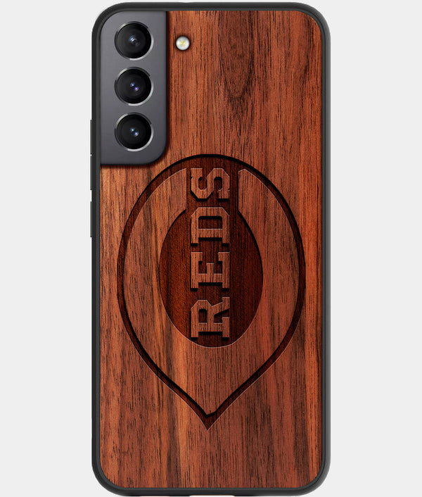 Best Walnut Wood Cincinnati Reds Galaxy S21 FE Case - Custom Engraved Cover - Engraved In Nature