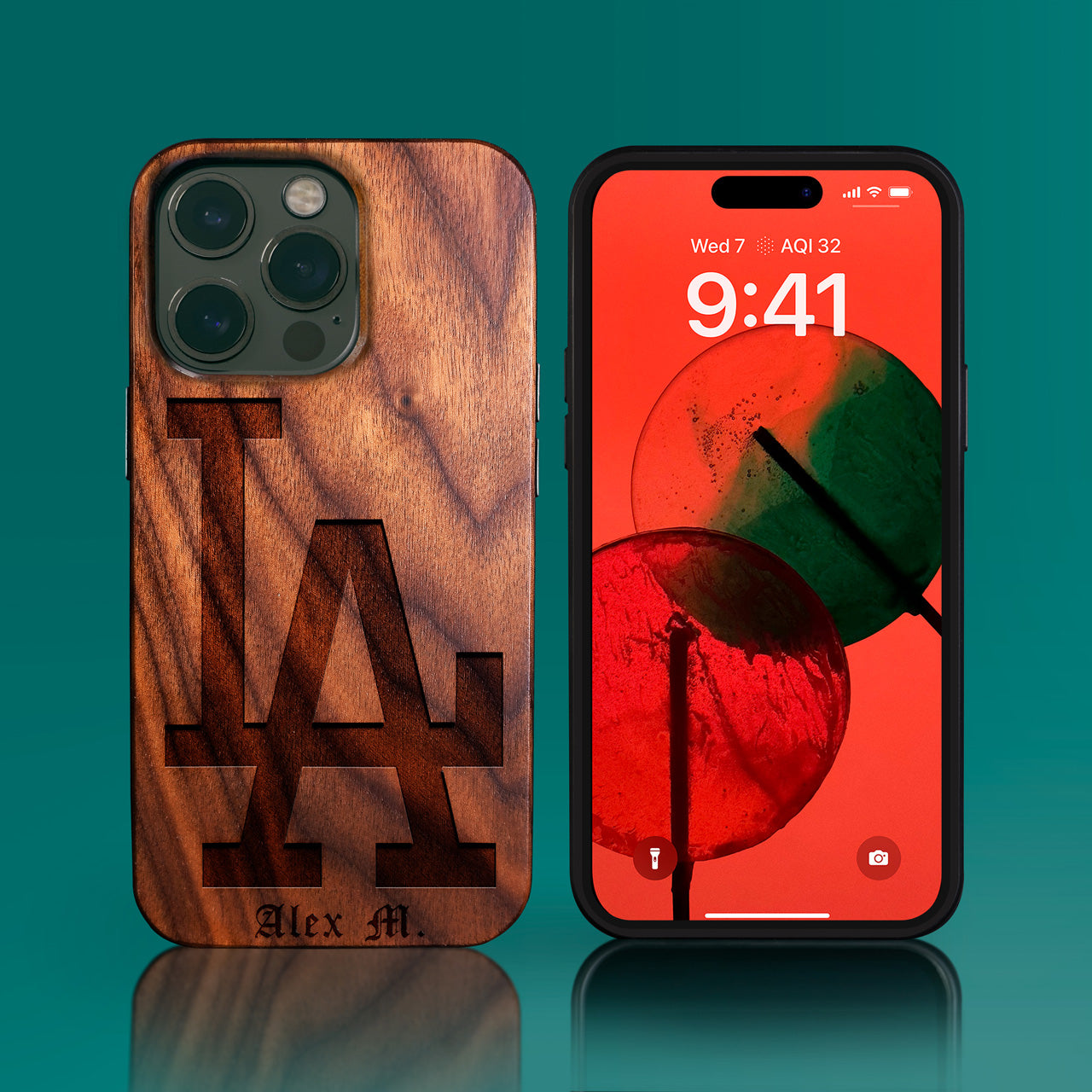 Custom Classic Los Angeles Dodgers iPhone 14/14 Pro/14 Pro Max/14 Plus Case - Carved Wood Dodgers Cover